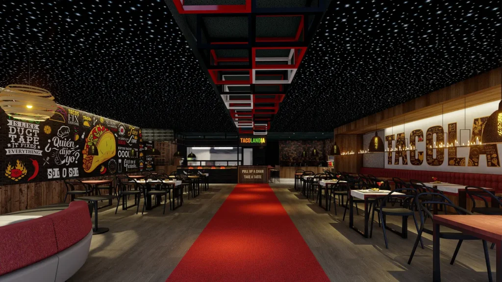 Tacolandia Restaurant Interior Design. Onak Design Studio: Expert architectural, interior, and landscape design