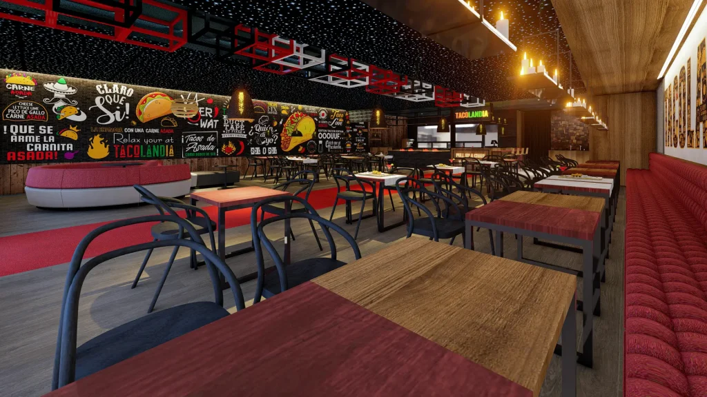 Tacolandia Restaurant Interior Design. Onak Design Studio: Expert architectural, interior, and landscape design