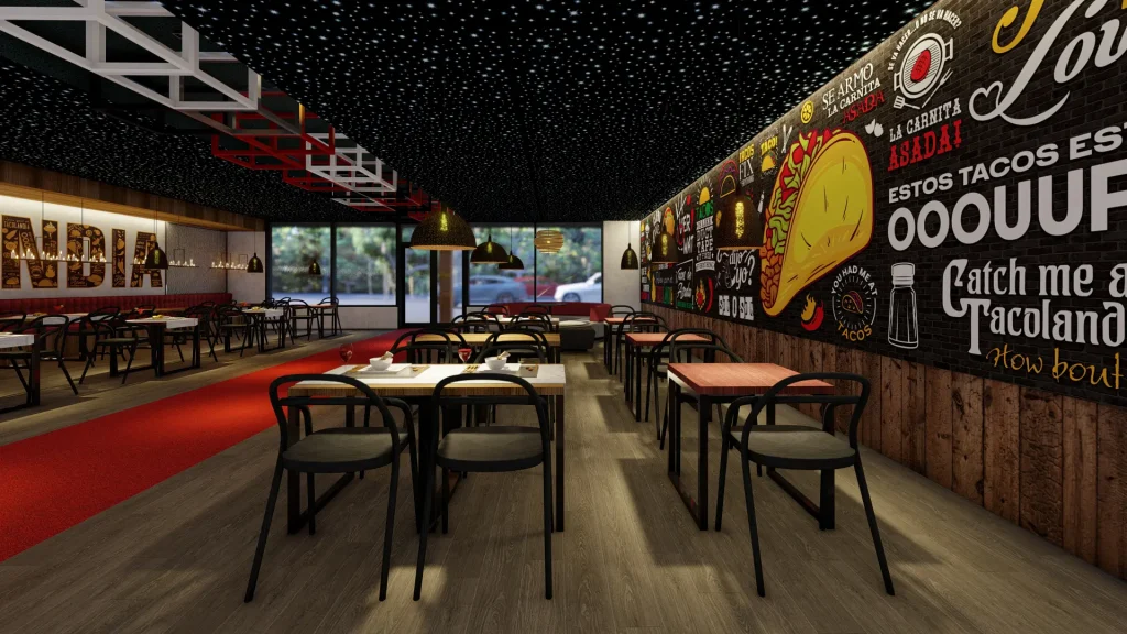 Tacolandia Restaurant Interior Design. Onak Design Studio: Expert architectural, interior, and landscape design